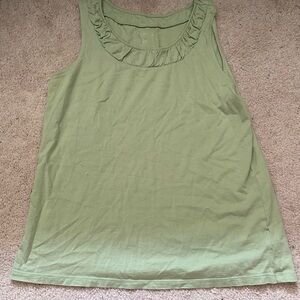 Talbots Green Ruffled Sleeveless Tank Top